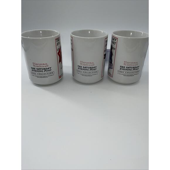 3 Norman Rockwell Saturday Evening Post Coffee Mugs 2002 Christmas Set (3) - Picture 3 of 6